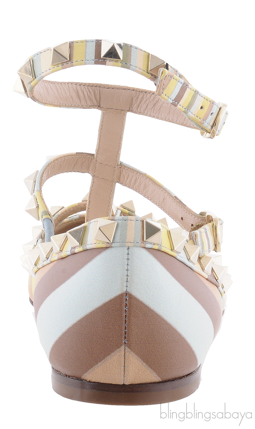 Rockstud Multi-color Leather Flats