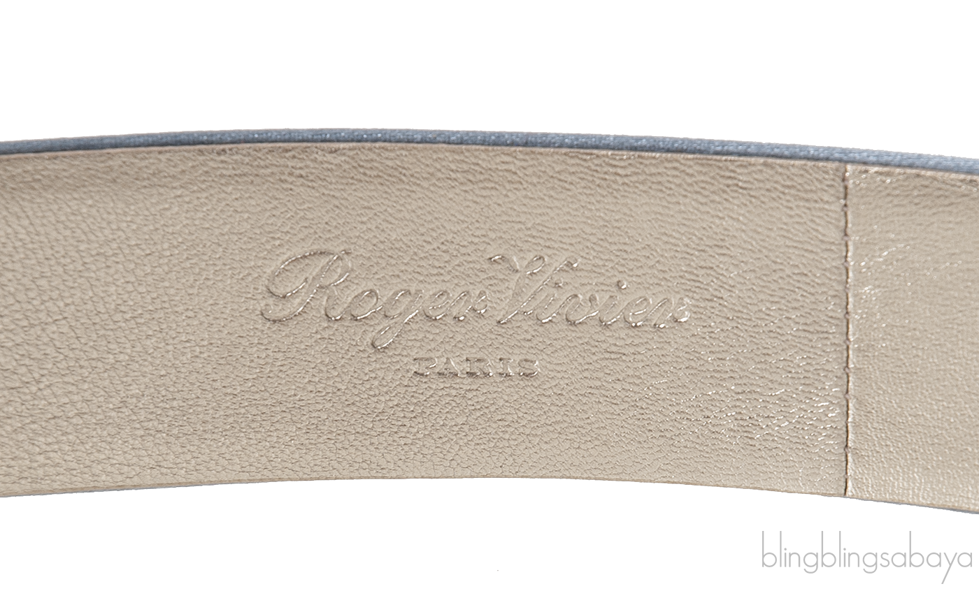 Roger Vivier Grey Pilgrim Satin Crystal Belt