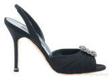 Manolo Blahnik Cassia Black Peep Slingback Pump