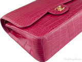 Fuchsia Crocodile Jumbo Flap Bag