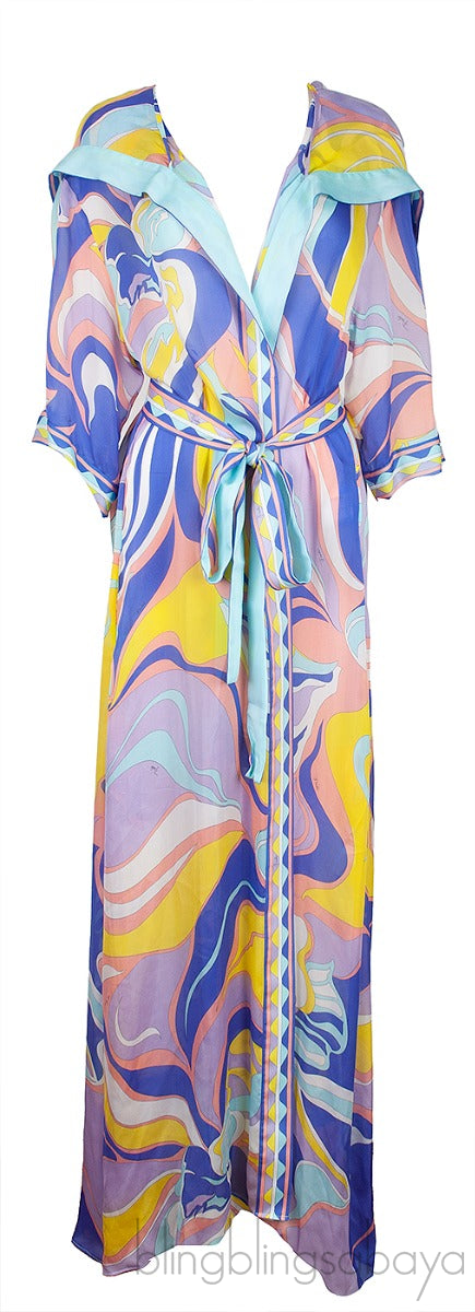Hoodie Multicolor Print Cover-up