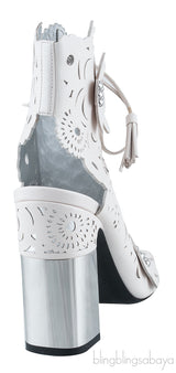 White Floral Laser Cut Heels