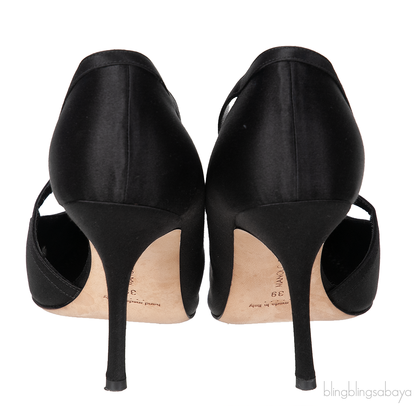 Black Satin Pointed Toe Heels