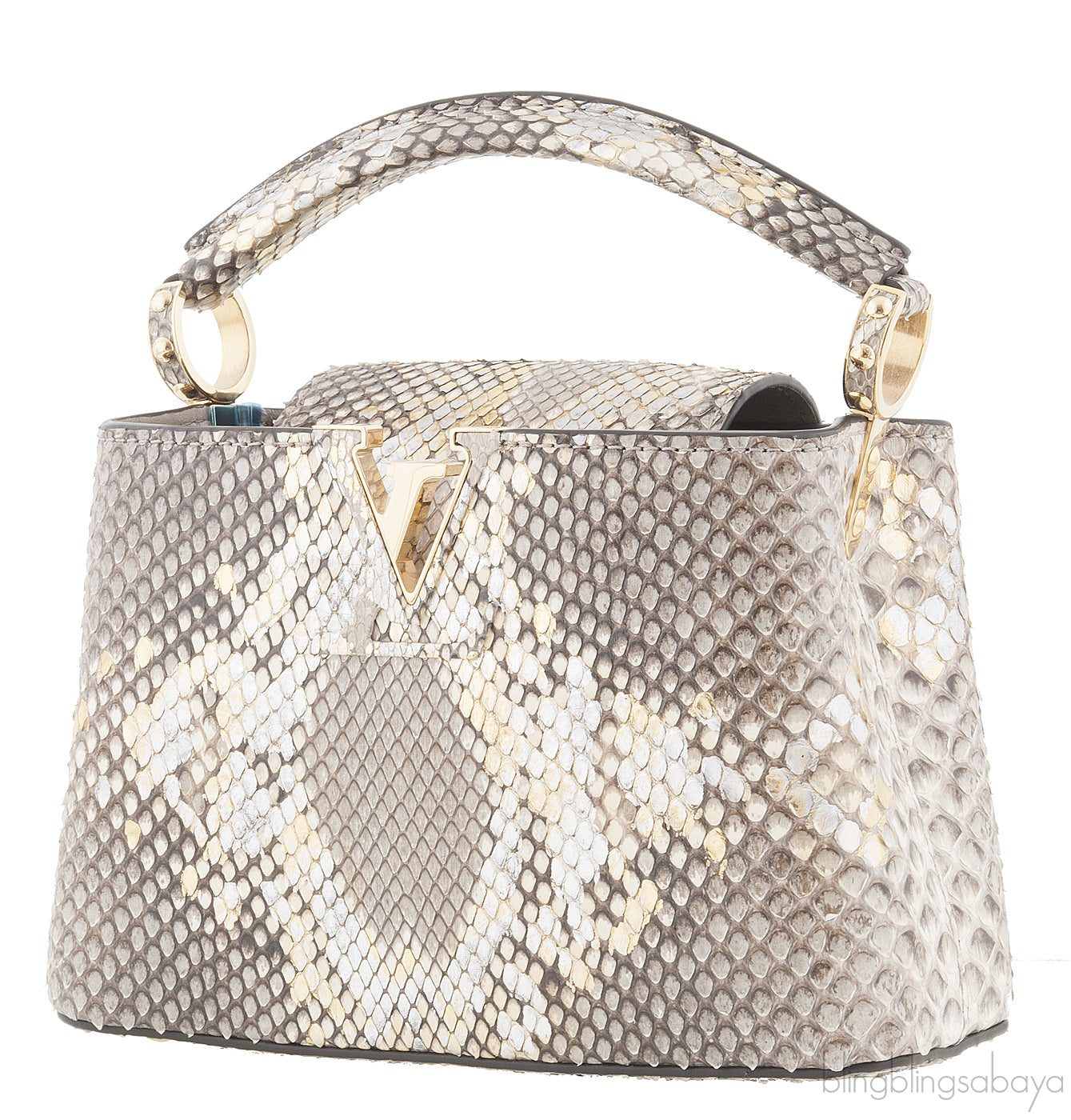 Capucines Gold Python Mini