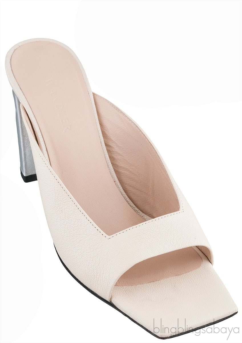 Isa Open Toe Mules Beige