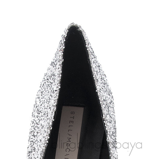 Silver Glitter Ballerina Flats