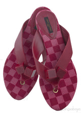 Red Damier Slip-on Sandals