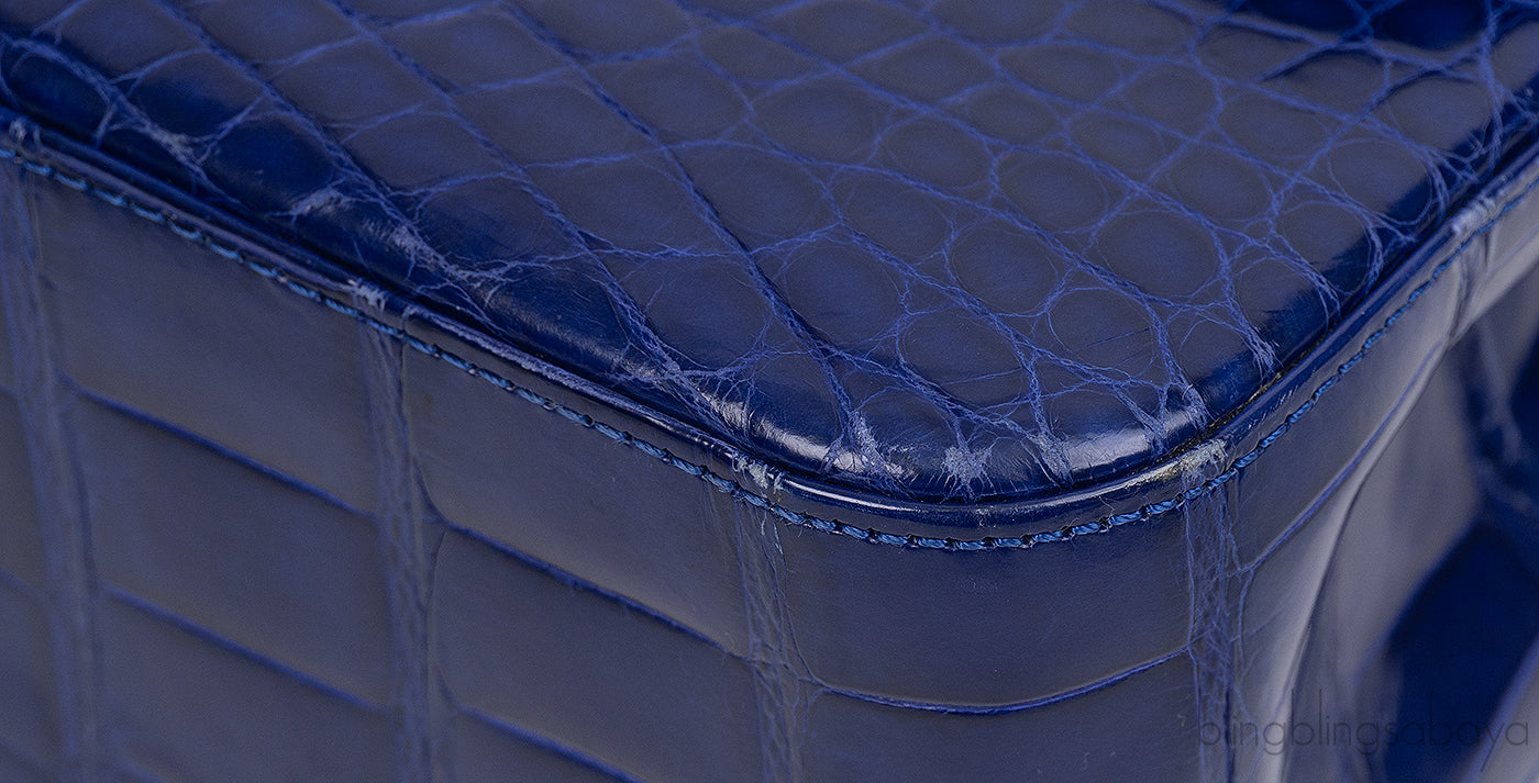 Chanel Classic Blue Crocodile Jumbo Flap Bag