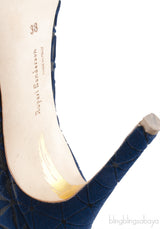 Geometric Blue Mesh Heels