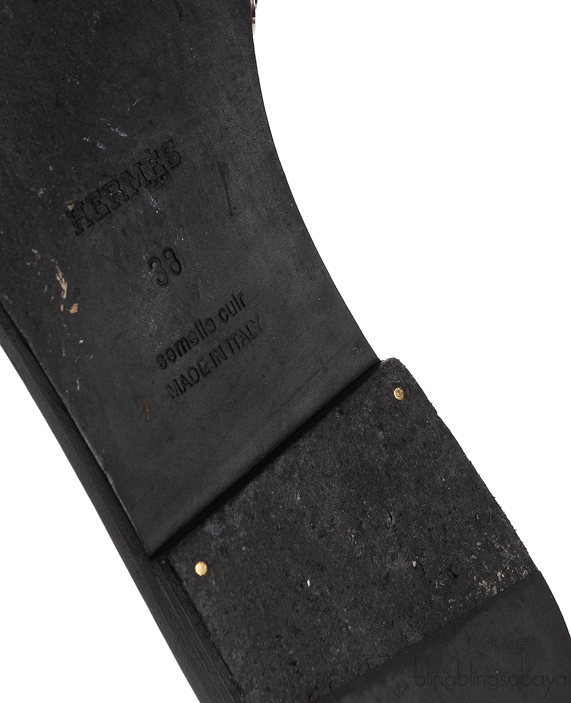 Hermes Oran Black \"Clou de Selle\" Sandals