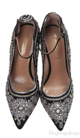 Aquazzura Black Embellished Jaipur Pumps