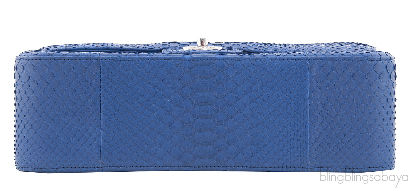 Chanel Classic Blue Python Jumbo Flap Bag