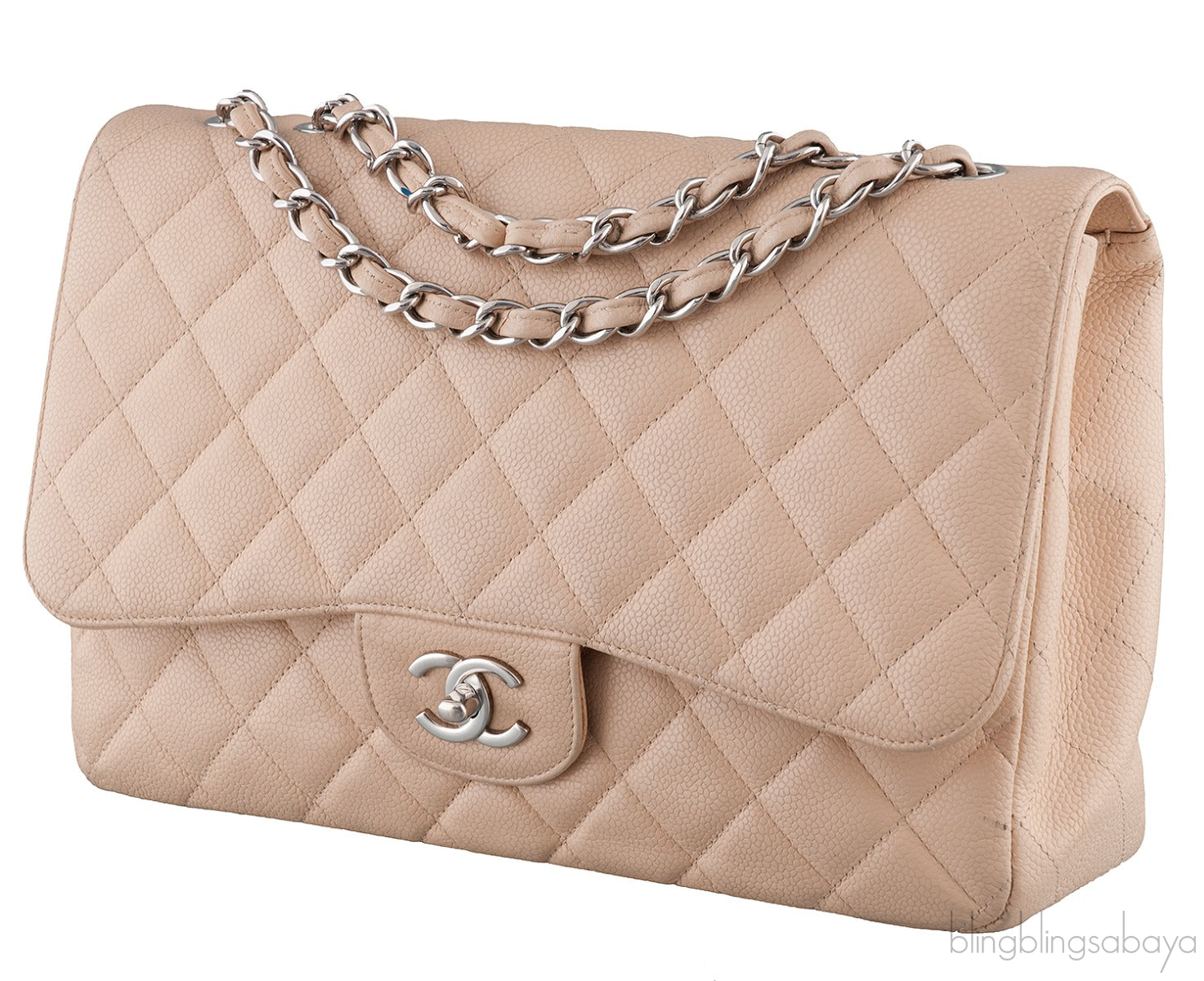 Beige Caviar Jumbo Flap Bag