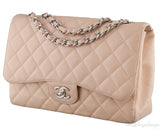 Beige Caviar Jumbo Flap Bag