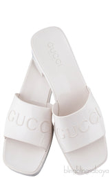 White Rubber Slide Sandals