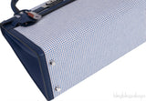 Kelly 28 Sellier Toile Quadrille Veau Swift Ecru-Mauve-Blue