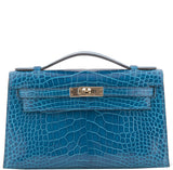 Kelly Pochette Bleu Izmir Crocodile