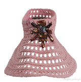LV Pink and Crystal Raffia Crochet Visor
