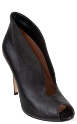 Vitello Luggage Black Peep Toe Heels
