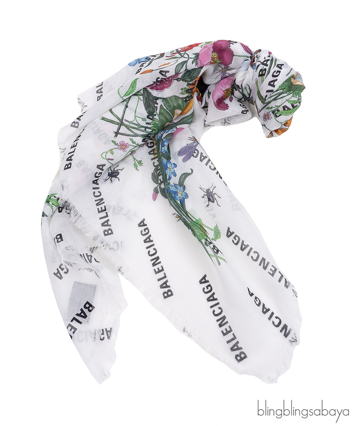 Gucci x Balenciaga The Hacker Project Flora Print Silk Scarf White