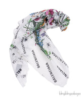Gucci x Balenciaga The Hacker Project Flora Print Silk Scarf White