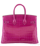 Birkin 25 Rose Sheherazade Crocodile