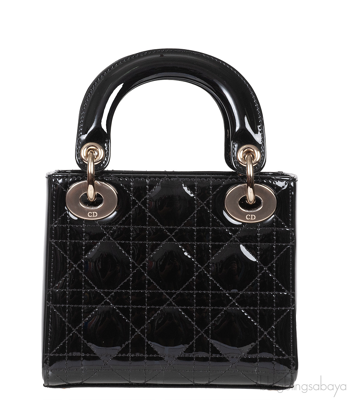 Lady Dior Mini Black Patent Quilted Leather GHW