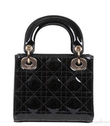 Lady Dior Mini Black Patent Quilted Leather GHW