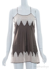 Brown Satin Pink Lace Camisole