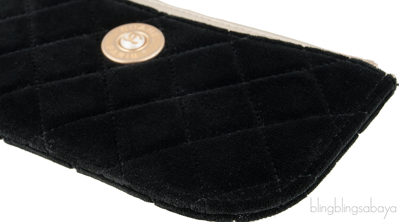 Black Quilted Velvet Pouch