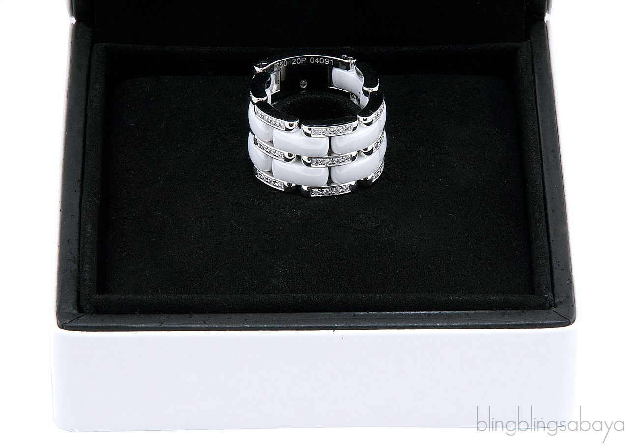 White Ceramic Diamond Ultra Ring