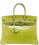 Birkin 35 Vert Anis Porosus PHW