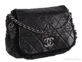 Black Quilted Rabbit Fur Bag