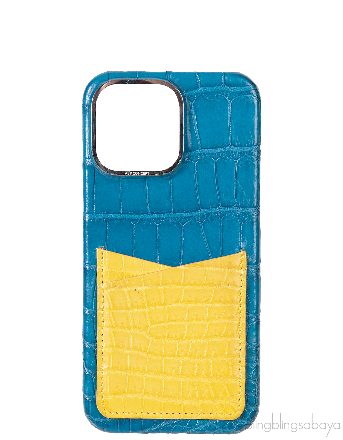 Bi-color Card Holder Blue Crocodile iPhone 15 Pro max Case