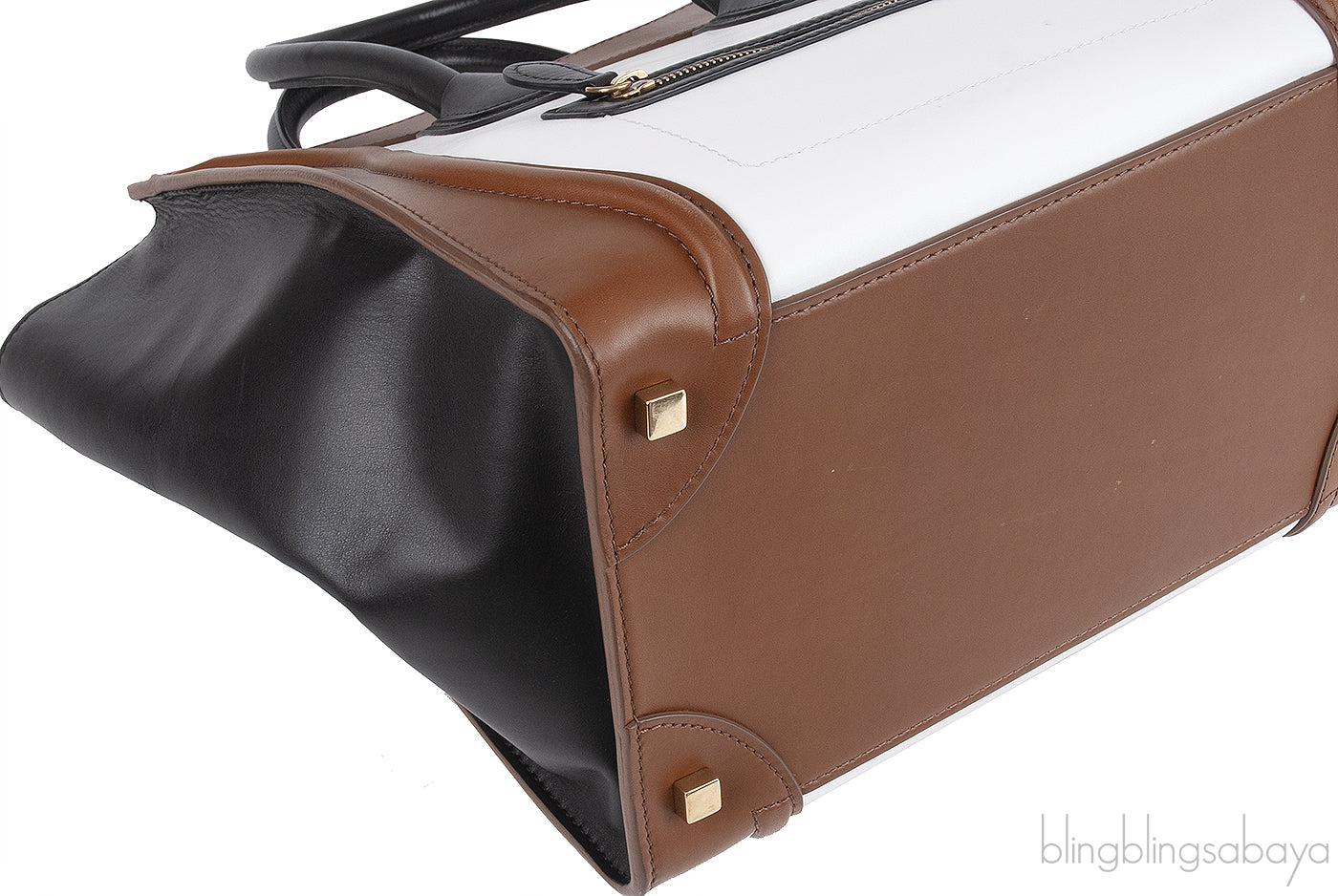 Celine Tri-color White Black & Brown Mini Luggage