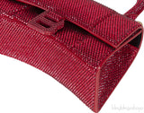 Hourglass XS Red Rhinestone Suede Calfskin