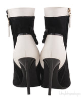 Black Suede Lizard Print Ankle Boots