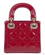 Christian Dior Lady Dior Mini Red Patent Quilted Leather GHW