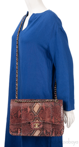 Chanel Classic Jumbo Burgundy Python Flap Bag
