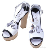 White CC Platform Sandals