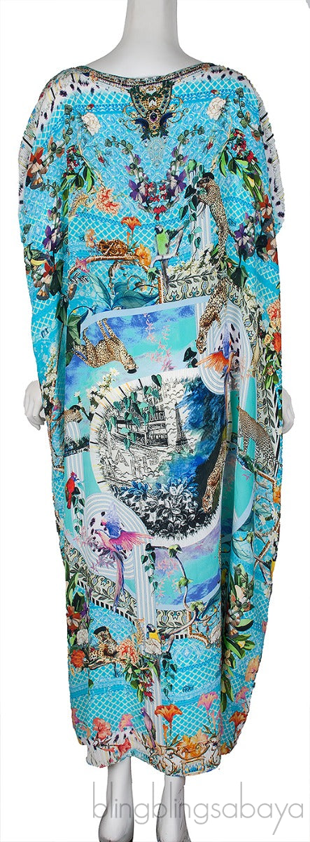 Leopard Print Turquoise Kaftan