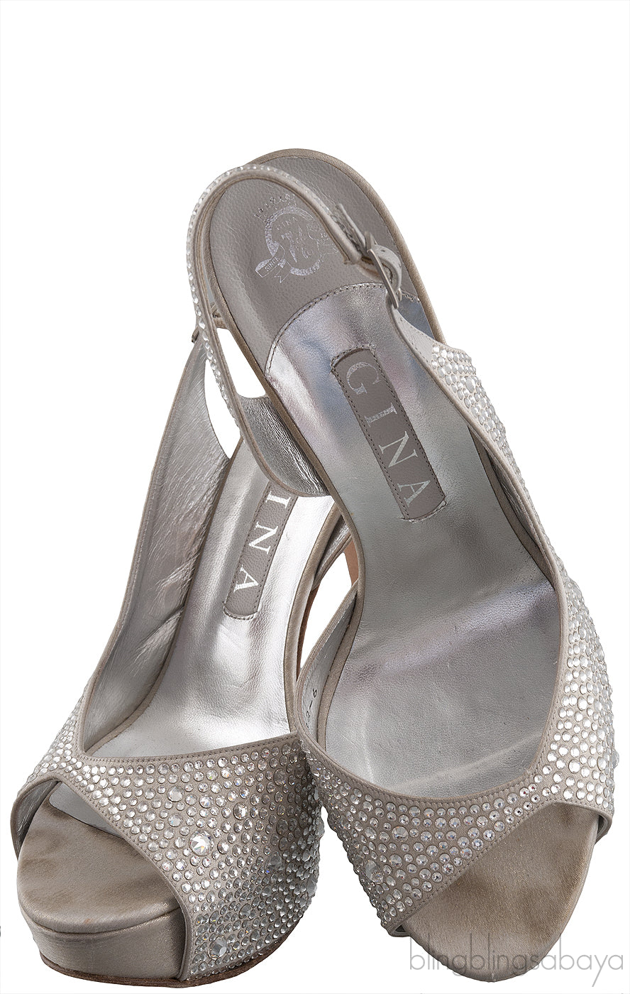 Silver Crystal Platform Heels