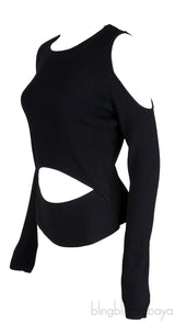 Black Cold Shoulder Sweater