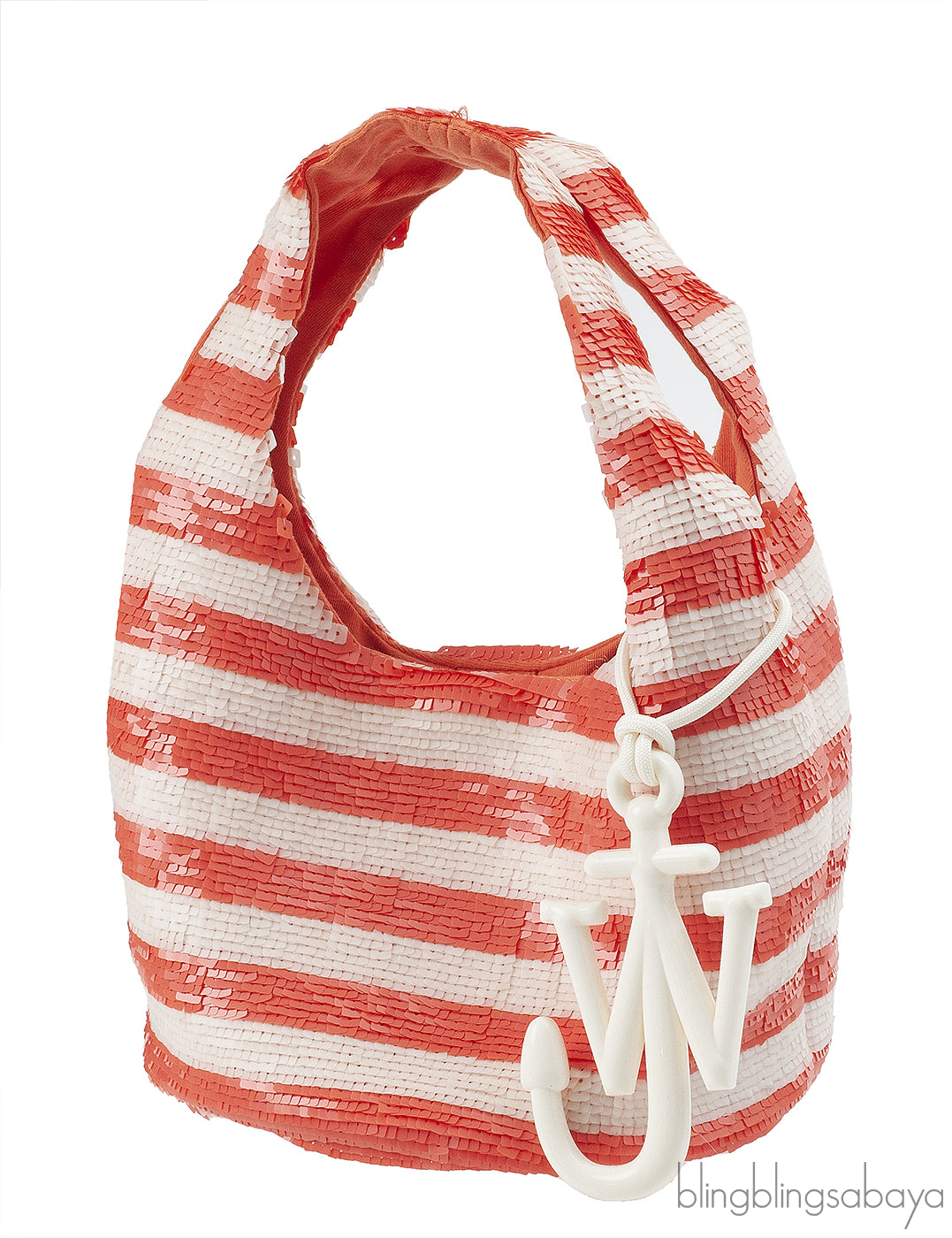 JW Anderson Mini Sequin Orange White Shopper Bag