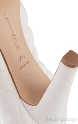 Bottega Veneta White Padded Block Square Toe Quilted Heels