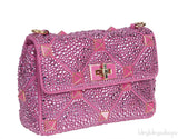 Fuchsia Pink Roman Stud Crystal-embellished Shoulder Bag