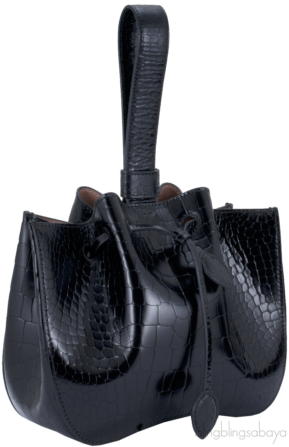 Azzedine Black Faux Croc Mini Bag