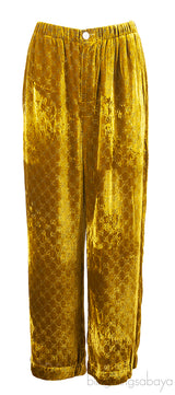 Gucci Gold GG Devore Velvet Shirt & Wide Leg Trouser