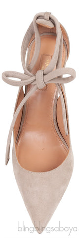 Grey Suede Pointed Toe Slingback Heels