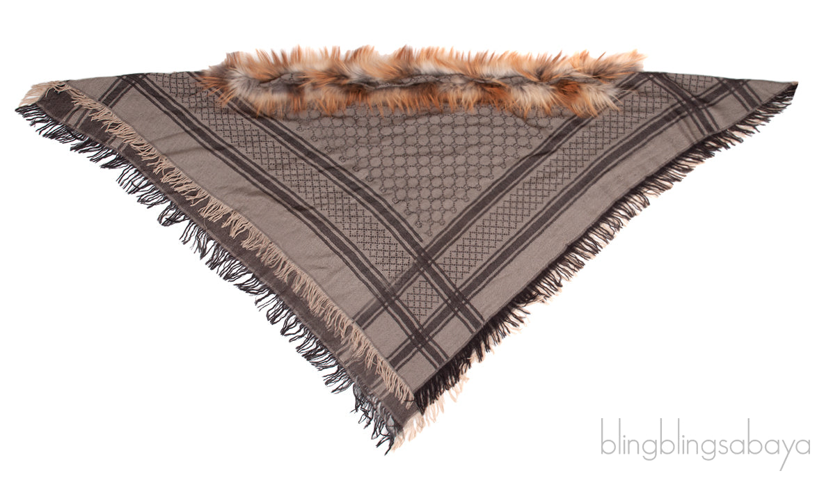 Gucci Fox Trimmed GG Patterned Stole